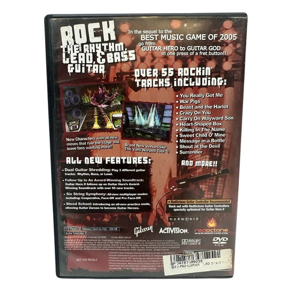 Guitar Hero II Sony PlayStation 2 2006 PS in Original Case with Manual Rated T